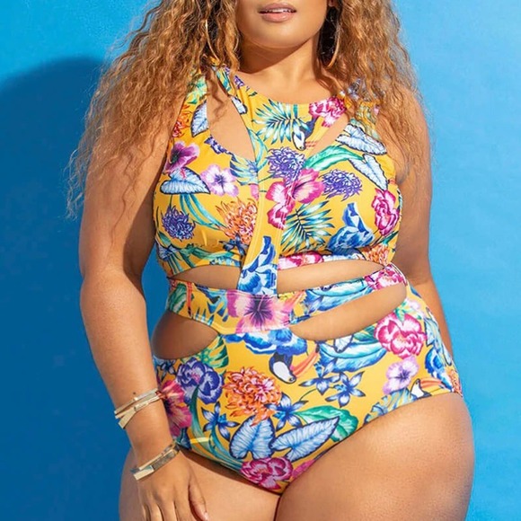 Ethnic Print Plus Size One Piece Swimsuit Bikini - Picture 6 of 12